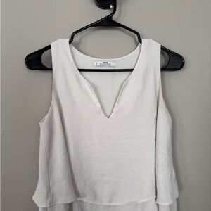 Mango White Asymmetrical Tiered Camisole